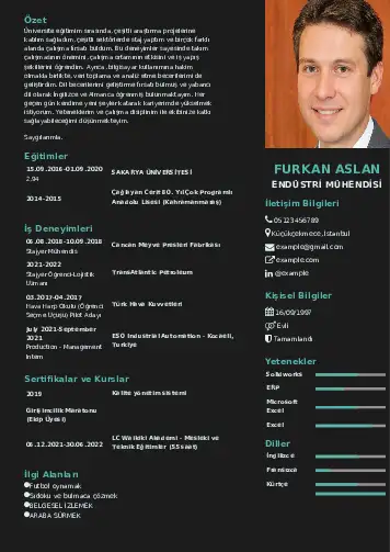 Endüstri Mühendisi CV Örnekleri cv indir